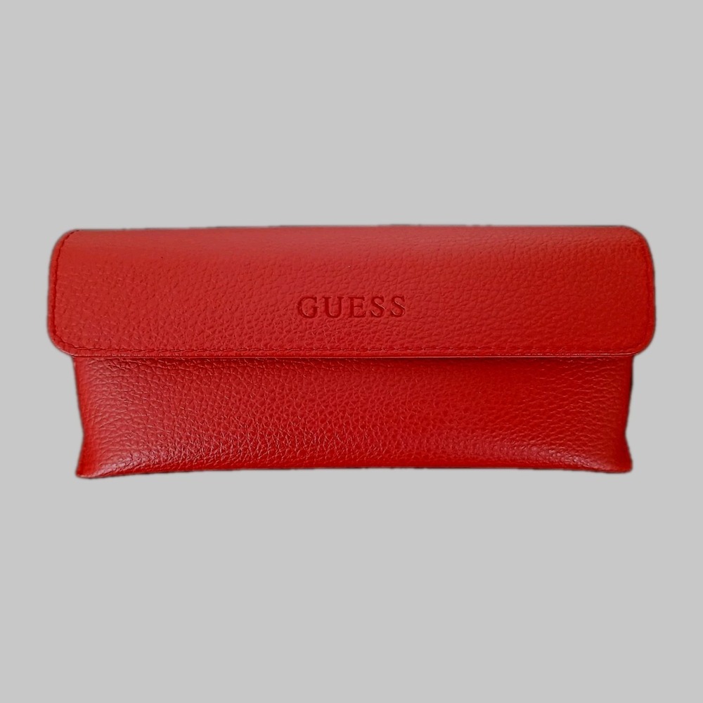 NEW GUESS Fx Red Leather Eye Glass Holder With Cleaning Cloth #1543